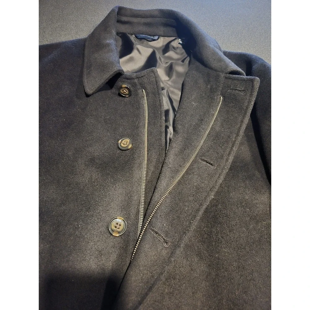 Ralph by Ralph Lauren Black Wool Blend Car Coat Men's 52R Zip Lined Excellent